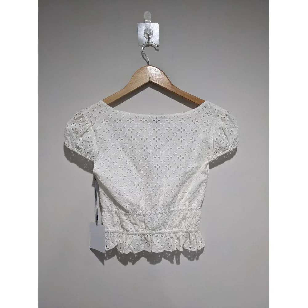 Majorelle White Eyelet Cottagecore Blouse Size XS - Picture 3 of 10